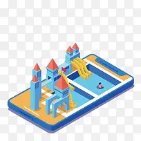 2.5d水上乐园Ai矢量插画-空若网 2.5d水上乐园Ai矢量插画-空若网