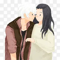 手绘水彩插图人物插画可爱情侣-空若网 手绘水彩插图人物插画可爱情侣-空若网