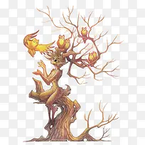 矢量水彩手绘树精-空若网 矢量水彩手绘树精-空若网