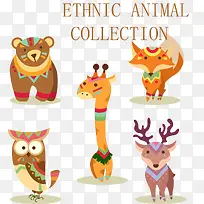 5款卡通花纹动物矢量素材-空若网 5款卡通花纹动物矢量素材-空若网