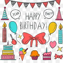 彩绘生日装饰物矢量图-空若网 彩绘生日装饰物矢量图-空若网
