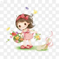 卡通可爱花篮女孩-空若网 卡通可爱花篮女孩-空若网