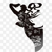 嫦娥飞天创意中秋节元素-空若网 嫦娥飞天创意中秋节元素-空若网