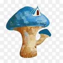 蓝色魔幻蘑菇小屋卡通手绘-空若网 蓝色魔幻蘑菇小屋卡通手绘-空若网