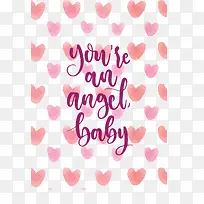 粉红水彩爱心花纹-空若网 粉红水彩爱心花纹-空若网