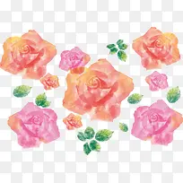 粉红色水彩植物花纹-空若网 粉红色水彩植物花纹-空若网