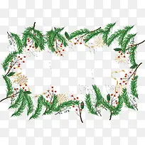 圣诞节松树枝雪花边框-空若网 圣诞节松树枝雪花边框-空若网