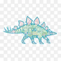 蓝色机械剑龙插画-空若网 蓝色机械剑龙插画-空若网