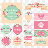 15款花卉婚礼标签矢量图-空若网 15款花卉婚礼标签矢量图-空若网