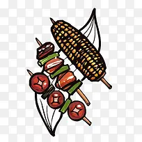 卡通烧烤食物设计矢量图-空若网 卡通烧烤食物设计矢量图-空若网