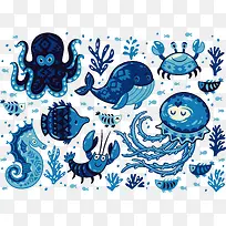 卡通海洋插画素材库矢量-空若网 卡通海洋插画素材库矢量-空若网