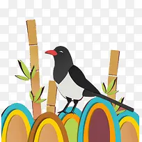卡通树枝上的喜鹊-空若网 卡通树枝上的喜鹊-空若网