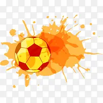 橙色水彩足球和墨迹矢量素材-空若网 橙色水彩足球和墨迹矢量素材-空若网