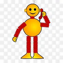 黄色额自己接电话的卡通机器人-空若网 黄色额自己接电话的卡通机器人-空若网