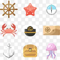 9款彩色航海元素矢量素材-空若网 9款彩色航海元素矢量素材-空若网