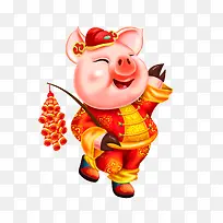 可爱卡通猪和鞭炮-空若网 可爱卡通猪和鞭炮-空若网