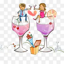 矢量杯子上的卡通情侣-空若网 矢量杯子上的卡通情侣-空若网