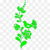 绿色的小鸟树枝剪贴画-空若网 绿色的小鸟树枝剪贴画-空若网