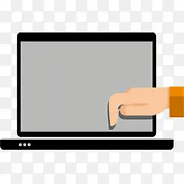 矢量卡通手指点击笔记本电脑平视-空若网 矢量卡通手指点击笔记本电脑平视-空若网