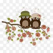 爱情猫头鹰两只恩爱在树上-空若网 爱情猫头鹰两只恩爱在树上-空若网