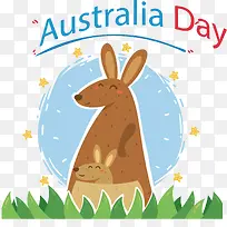 手绘袋鼠母子澳大利亚海报-空若网 手绘袋鼠母子澳大利亚海报-空若网