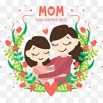 卡通母女母亲节贺卡矢量-空若网 卡通母女母亲节贺卡矢量-空若网