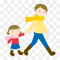 手绘卡通简约儿童画册插画牵手散-空若网 手绘卡通简约儿童画册插画牵手散-空若网