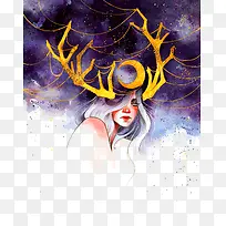 矢量水彩少女-空若网 矢量水彩少女-空若网