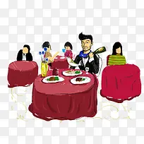 手绘吃饭的人-空若网 手绘吃饭的人-空若网