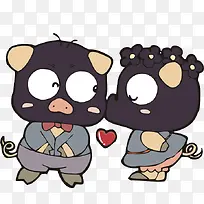 卡通示爱小猪-空若网 卡通示爱小猪-空若网