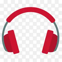 红色矢量对称风格耳机-空若网 红色矢量对称风格耳机-空若网