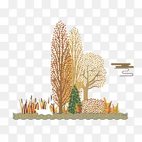 矢量秋季树木装饰-空若网 矢量秋季树木装饰-空若网