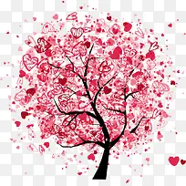 矢量红色爱心小树-空若网 矢量红色爱心小树-空若网