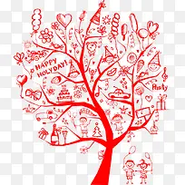 矢量红色小树-空若网 矢量红色小树-空若网