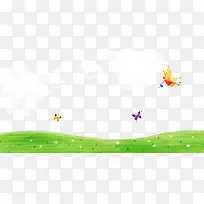 水彩白云草地装饰背景-空若网 水彩白云草地装饰背景-空若网