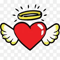 矢量手绘挥翅膀的爱心素材-空若网 矢量手绘挥翅膀的爱心素材-空若网