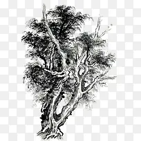 手绘水墨树-空若网 手绘水墨树-空若网