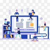 商务笔记本电脑办公插画-空若网 商务笔记本电脑办公插画-空若网