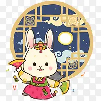 矢量跳舞的兔子-空若网 矢量跳舞的兔子-空若网