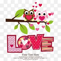 七夕节爱心猫头鹰素材-空若网 七夕节爱心猫头鹰素材-空若网