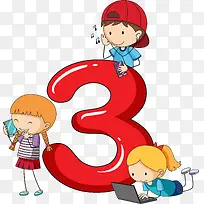 可爱红色儿童数字3-空若网 可爱红色儿童数字3-空若网