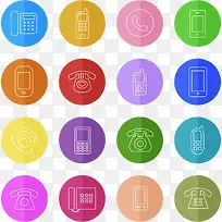 16款彩色圆形电话图标矢量图-空若网 16款彩色圆形电话图标矢量图-空若网