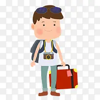卡通手绘旅行外出的男孩-空若网 卡通手绘旅行外出的男孩-空若网