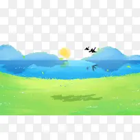 卡通水彩蓝色手绘背景-空若网 卡通水彩蓝色手绘背景-空若网