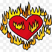 红色爱心火焰矢量-空若网 红色爱心火焰矢量-空若网