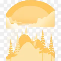 扁平化郊外森林江水落日风景-空若网 扁平化郊外森林江水落日风景-空若网