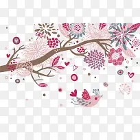 粉色花纹树枝-空若网 粉色花纹树枝-空若网