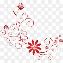 红色树枝花纹装饰一-空若网 红色树枝花纹装饰一-空若网