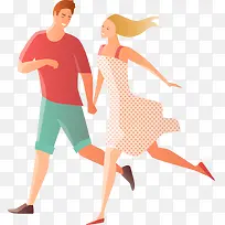 简约扁平化奔跑的情侣-空若网 简约扁平化奔跑的情侣-空若网