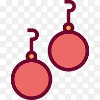 粉色矢量圆形卡通宝石耳环-空若网 粉色矢量圆形卡通宝石耳环-空若网